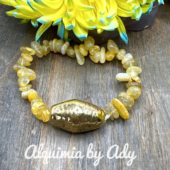Citrine chunky beaded bracelet/prosperity and good fortune - Picture 1 of 4